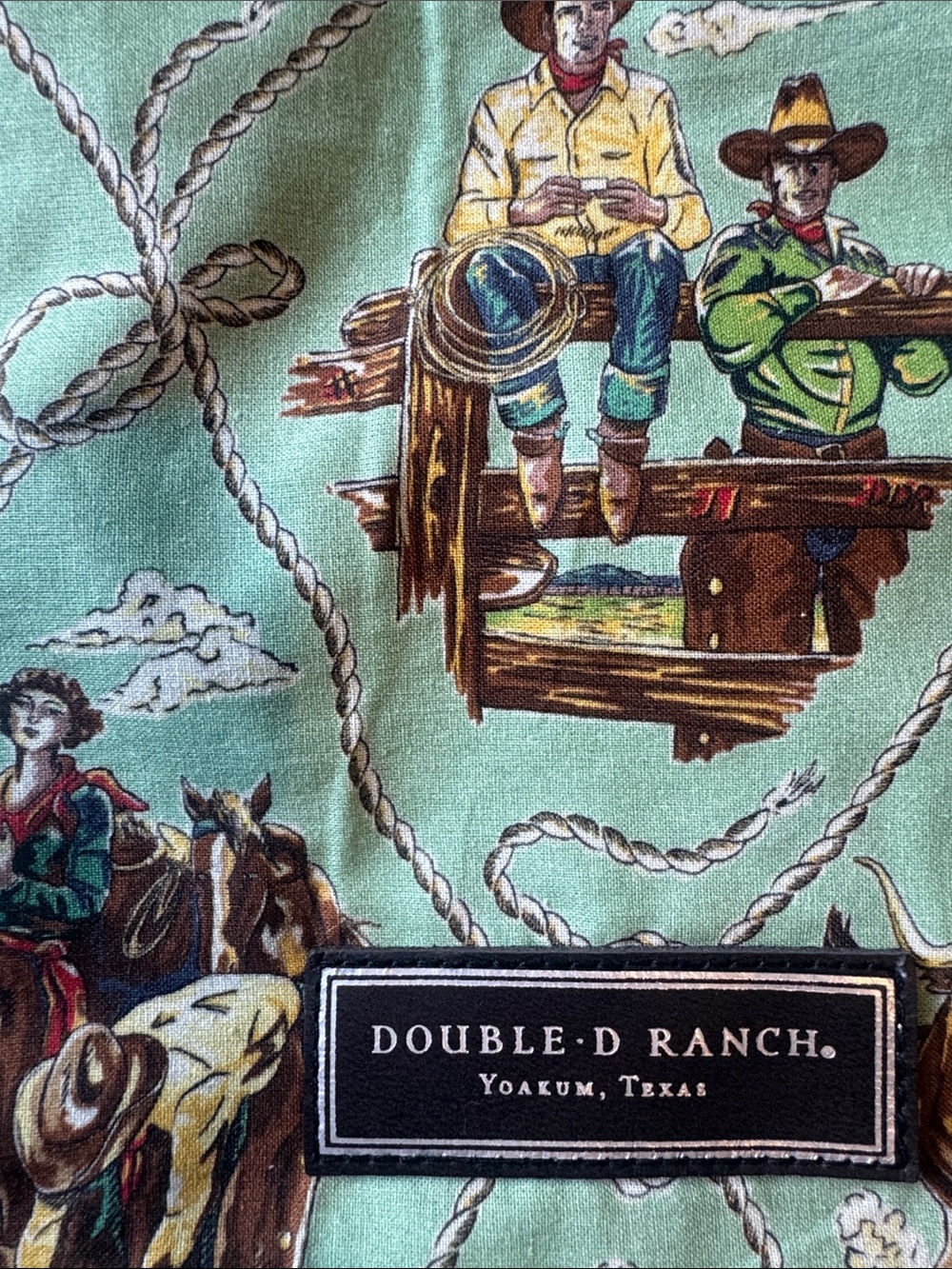 Double D Ranch Western Cowboy Rodeo Turquoise Drawstring Boot Bag - Picture 2 of 4